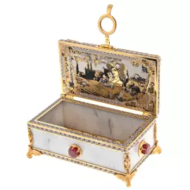 Ларец "Добрый урожай" белый мрамор, Златоуст