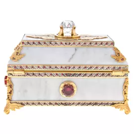 Ларец "Добрый урожай" белый мрамор, Златоуст