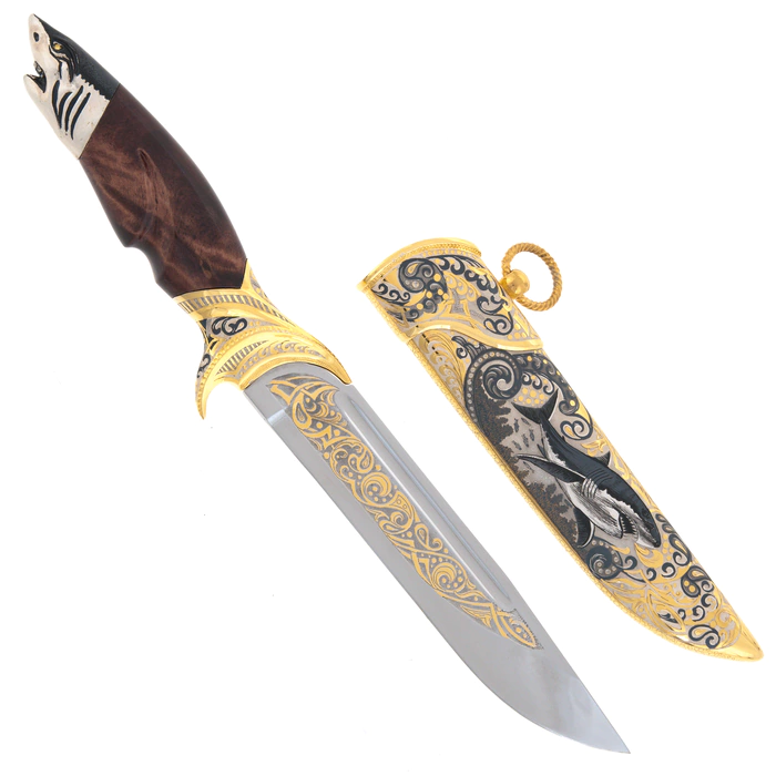 Knife decorated with "Shark" Zlatoust