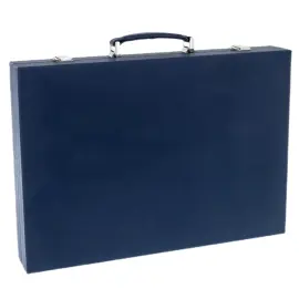 Эксклюзивный набор для игры в нарды "Baptiste" из кожи, сине-белый Эксклюзивный набор для игры в нарды "Baptiste" из кожи, сине-белый