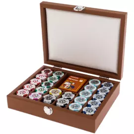 Exclusive Buffalo poker set made of leather, gold