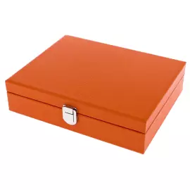 Exclusive Buffalo poker set made of leather, orange