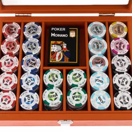Exclusive Buffalo poker set made of leather, orange