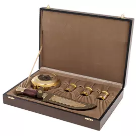 Набор охотничий "Охота на медведя" с ножом, на 3 персоны, Златоуст