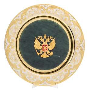 Decorative plate "Coat of Arms of the Russian Federation" medium, Zlatoust