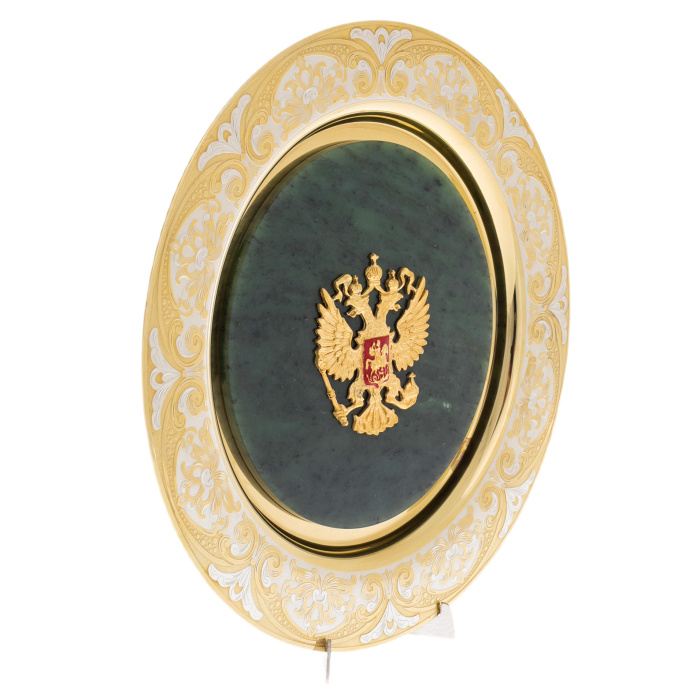 Decorative plate "Coat of Arms of the Russian Federation" medium, Zlatoust