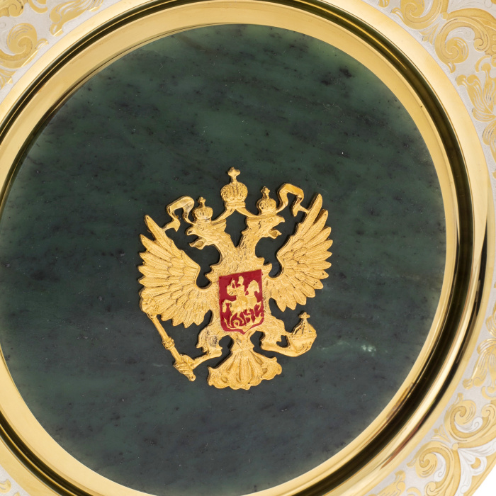 Decorative plate "Coat of Arms of the Russian Federation" medium, Zlatoust