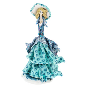 Porcelain figurine "Lady with flowers" azure
