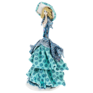 Porcelain figurine "Lady with flowers" azure