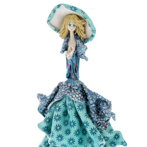 Porcelain figurine "Lady with flowers" azure