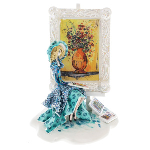 Porcelain figurine "Lady draws"