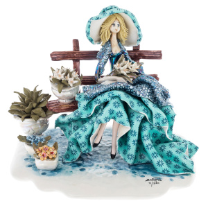 Porcelain statuette "Lady in the garden" azure