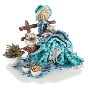 Porcelain statuette "Lady in the garden" azure