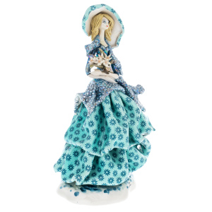 Porcelain figurine "Lady with flowers" azure