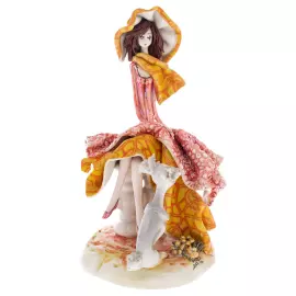 Статуэтка из фарфора "Дама с собачкой" оранжевая