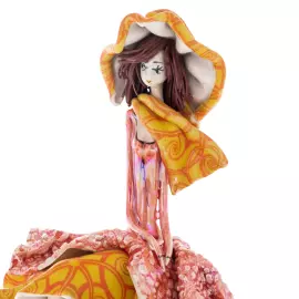 Статуэтка из фарфора "Дама с собачкой" оранжевая