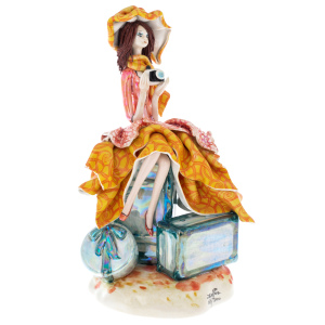 Porcelain figurine "Tourist" orange