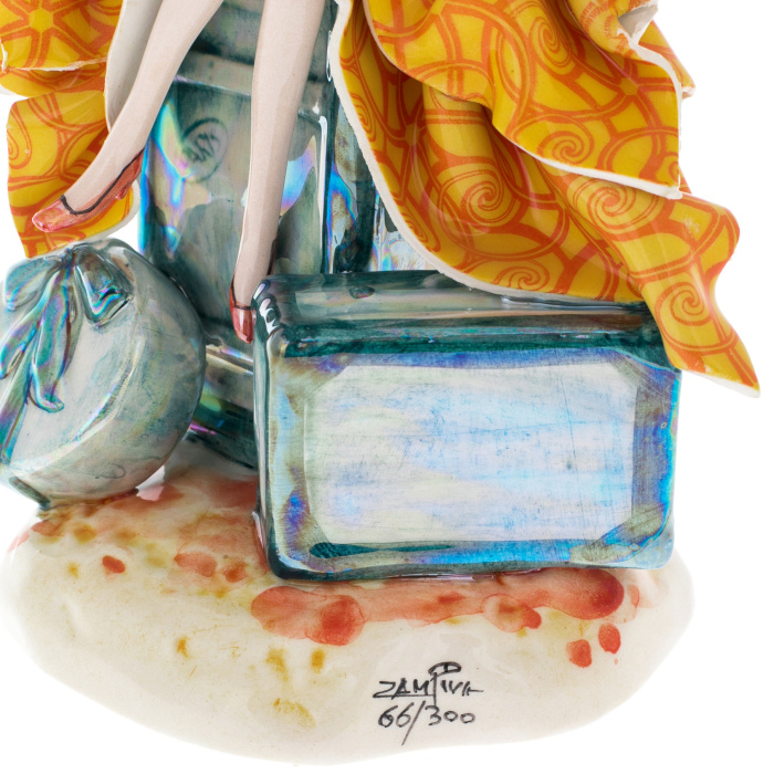 Porcelain figurine "Tourist" orange