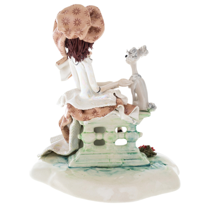 Porcelain figurine "Lady with a dog" brown
