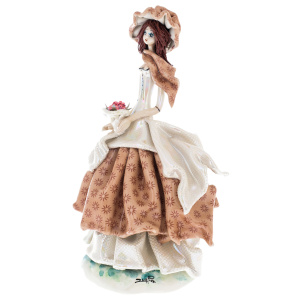 Porcelain statuette "Lady with flowers" brown