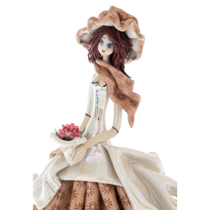 Porcelain statuette "Lady with flowers" brown