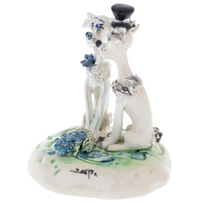 Porcelain figurine "A pair of dogs with flowers"