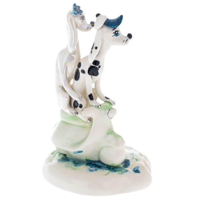 Porcelain figurine "A pair of dogs on a scooter"