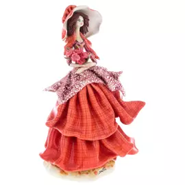 Скульптура из фарфора "Леди с цветами" красная