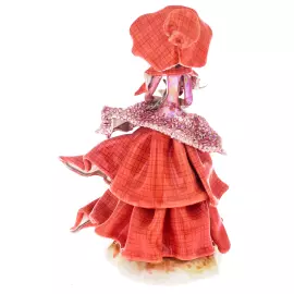 Скульптура из фарфора "Леди с цветами" красная