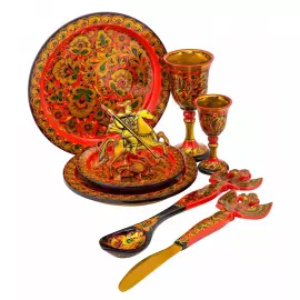 Комплект приборов на одну персону "Московия" хохлома