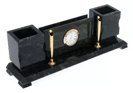 Письменный прибор из змеевика "Россия" с часами