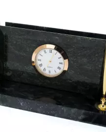 Письменный прибор из змеевика "Россия" с часами