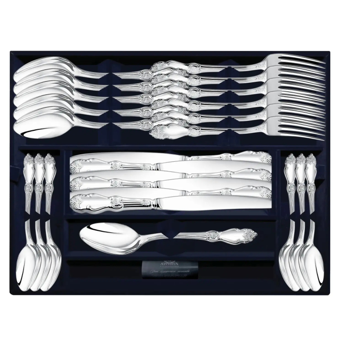 Silver Silver Rose table set: fork, spoon, knife, teaspoon, for 6 persons, 24 items