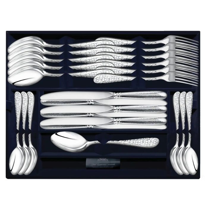 Silver table set "Forged droplet: fork, spoon, knife, teaspoon, for 6 persons, 24 items