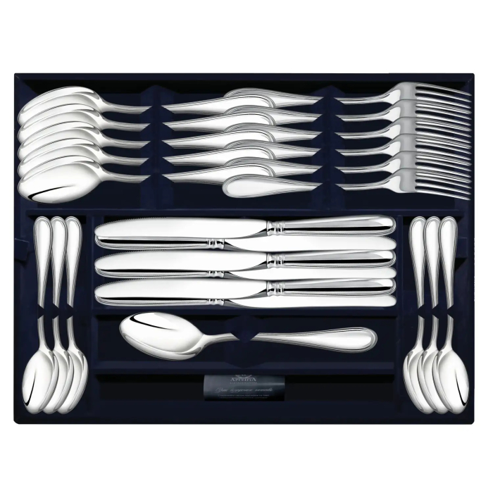 Silver table set "Droplet": fork, spoon, knife, teaspoon, for 6 persons, 24 items