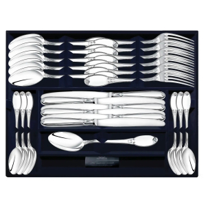 Silver table set "Smooth": fork, spoon, knife, teaspoon, for 6 persons, 24 items