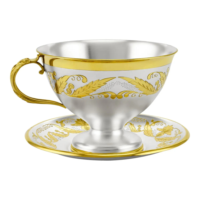 Silver cup and saucer No. 1 "Versailles" for 1 person
