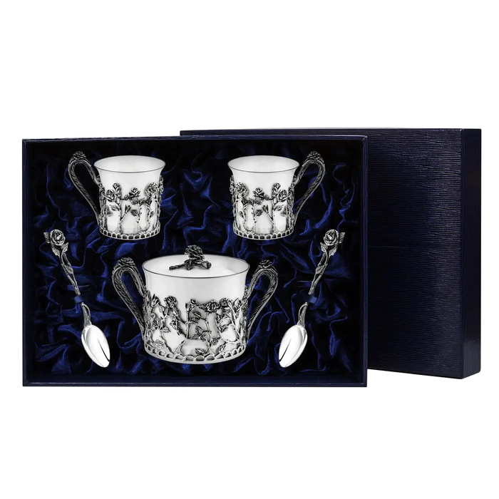 Rosalia coffee set: spoon, cup, sugar bowl, for 2 persons
