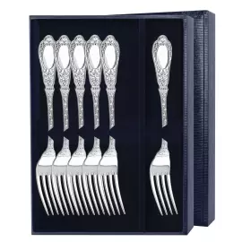 Набор серебряных десертных вилок "Фамильный" на 6 персон