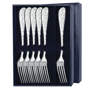 Set of silver table forks "Drop forged" for 6 persons