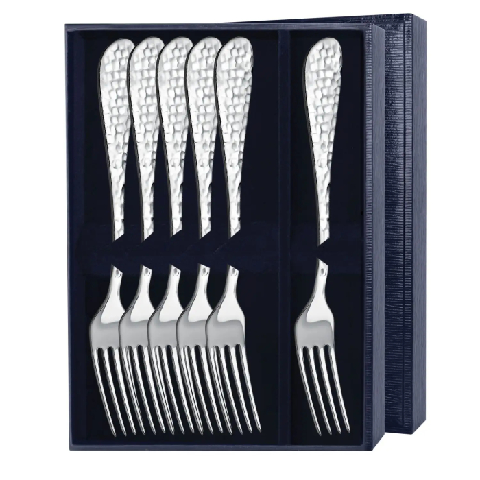 Set of silver table forks "Drop forged" for 6 persons