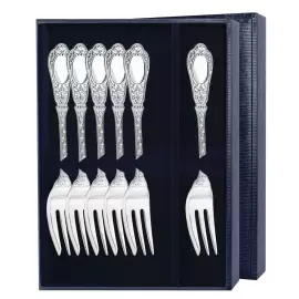Набор серебряных вилок для торта "Фамильный" на 6 персон