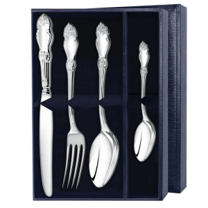 Silver dining set "Silver Rose" Egoist: fork, spoon, knife, teaspoon, for 1 person