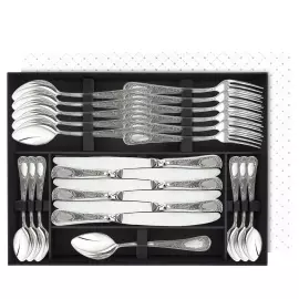 Посеребренный столовый набор из мельхиора "Глория" с чернением, на 6 персон
