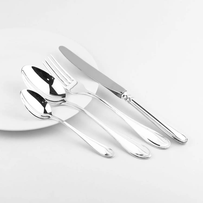 Silver table set "Egoist-Forged Droplet": fork, spoon, teaspoon, knife, for 1 person
