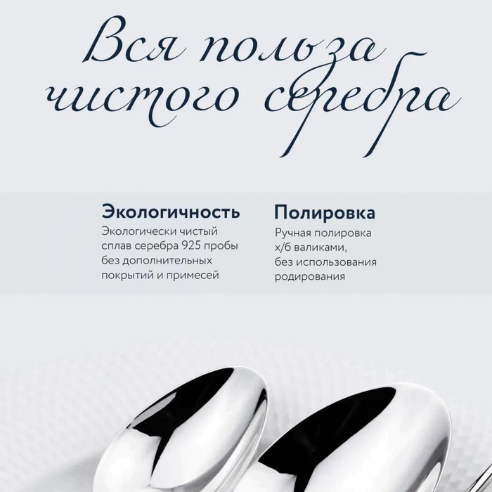 Silver table set "Egoist-Forged Droplet": fork, spoon, teaspoon, knife, for 1 person