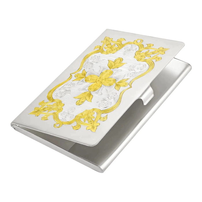 Silver business card holder No. 4 with gilding