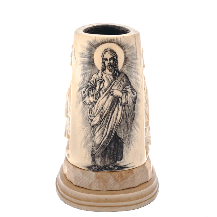 Pencil case made of mammoth tusk "Jesus Christ"
