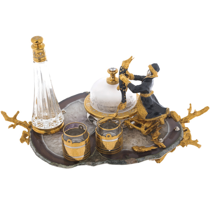 Caviar bowl with stacks and a damask "Visiting the fairy tale" Zlatoust