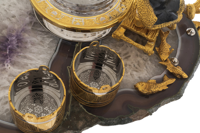 Caviar bowl with stacks and a damask "Visiting the fairy tale" Zlatoust